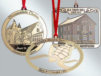 Custom brass Christmas ornaments