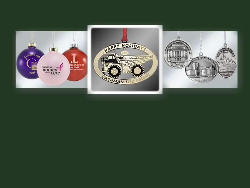 Custom ornaments on a Christmas tree for nonprofit fundraiser