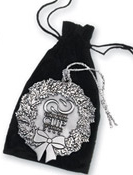 Pewter ornament with a black velour pouch