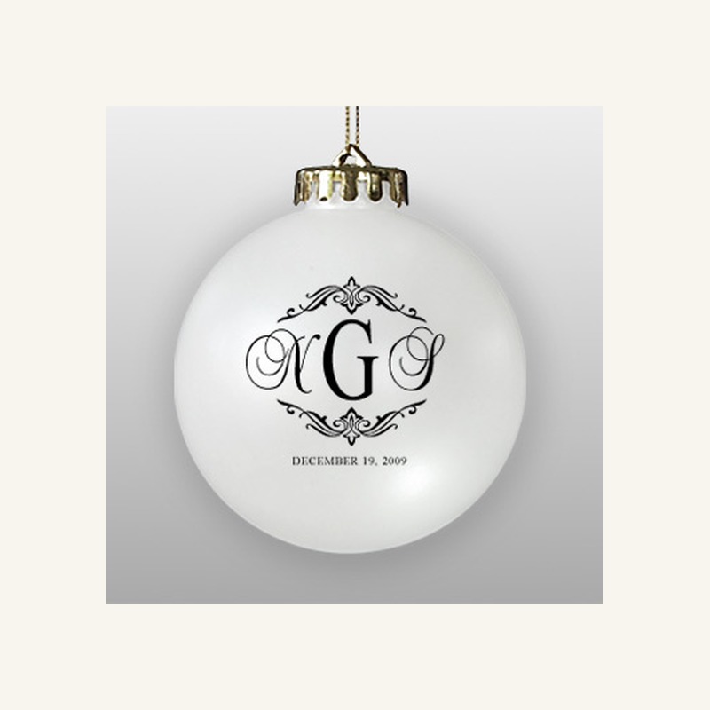 Glass ornaments with front-face logo prints