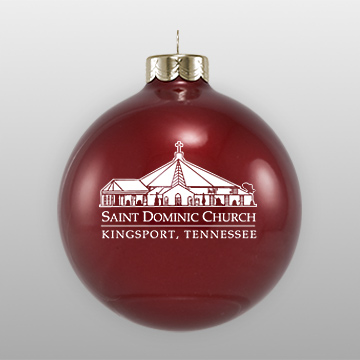 Dark Red Custom Glass Church Sketch Ornament