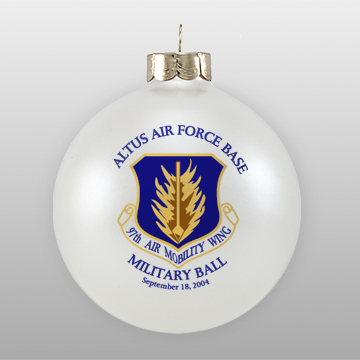 Personalized White Glass Military Ornament
